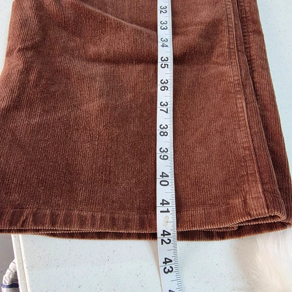Sag Harbor Sport Rust Brown Corduroy Pants Womens 18 High Rise Straight Wide Leg